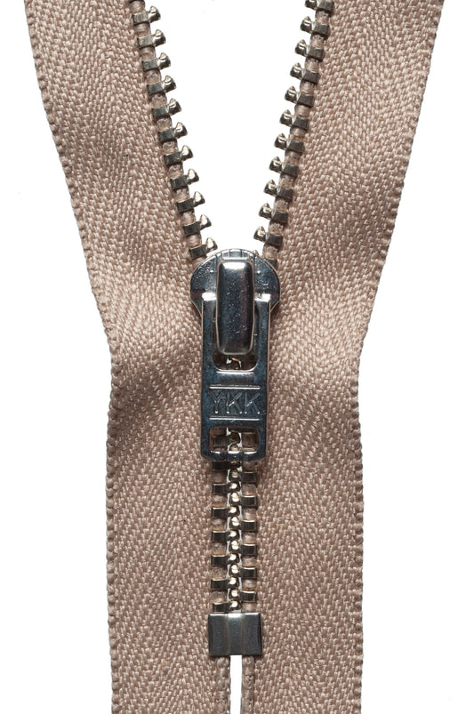 Fawn YKK metal trouser zip, 23cm