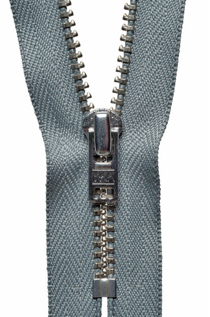 Mid Grey YKK metal trouser zip, 23cm
