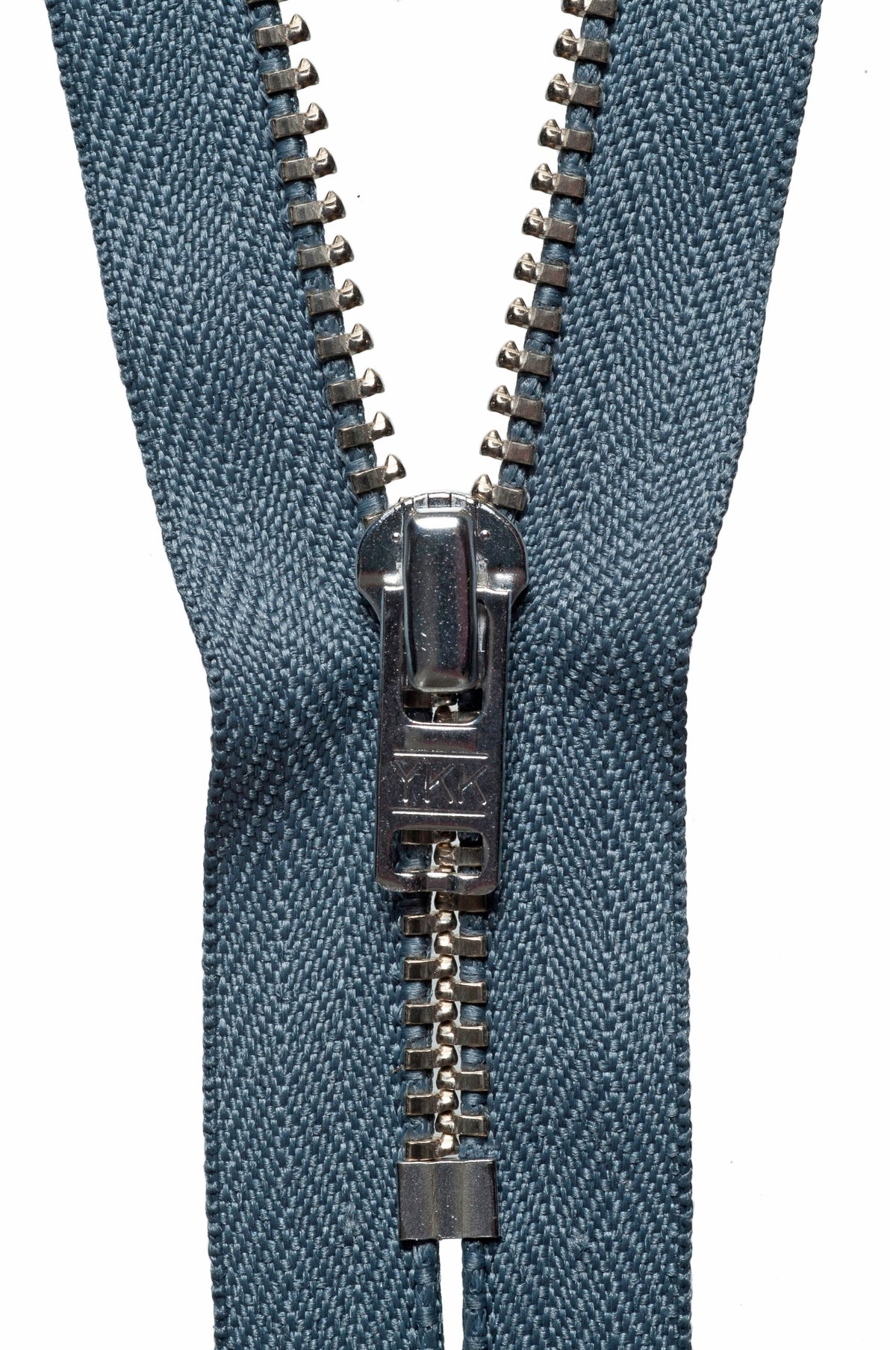 YKK metal trouser zip with dark grey tape, 23cm