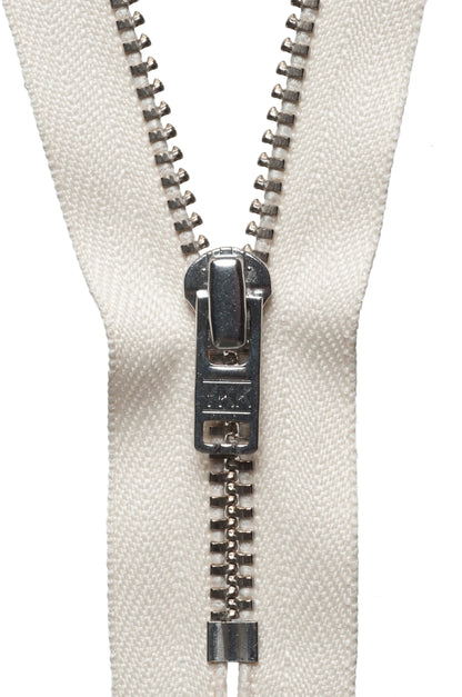 Light Ecru YKK metal trouser zip, 23cm