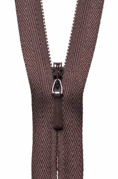 YKK 20cm concealed zip in brown