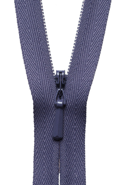 Dark Grape YKK concealed zip, 23cm