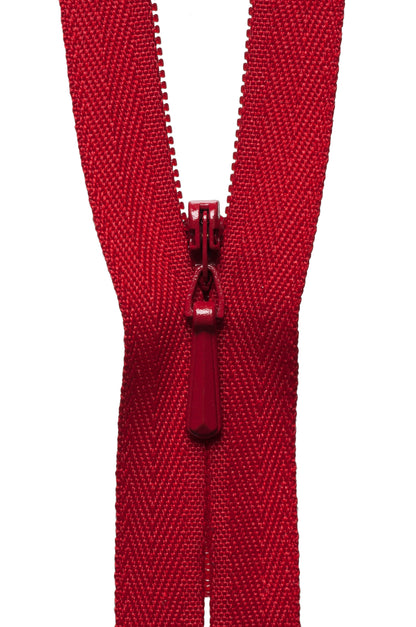 Red YKK concealed zip, 23cm