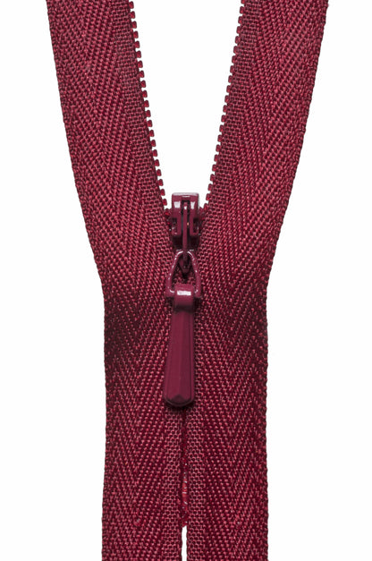 Dark Wine YKK concealed zip, 23cm