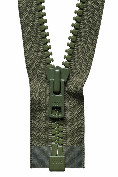 YKK Vislon heavyweight open end zip 51cm in Khaki