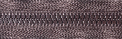Brown YKK Vislon open end zip with moulded plastic teeth