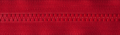 Red YKK Vislon open end zip with plastic teeth