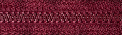 Dark Wine YKK Vislon open end zip with plastic teeth