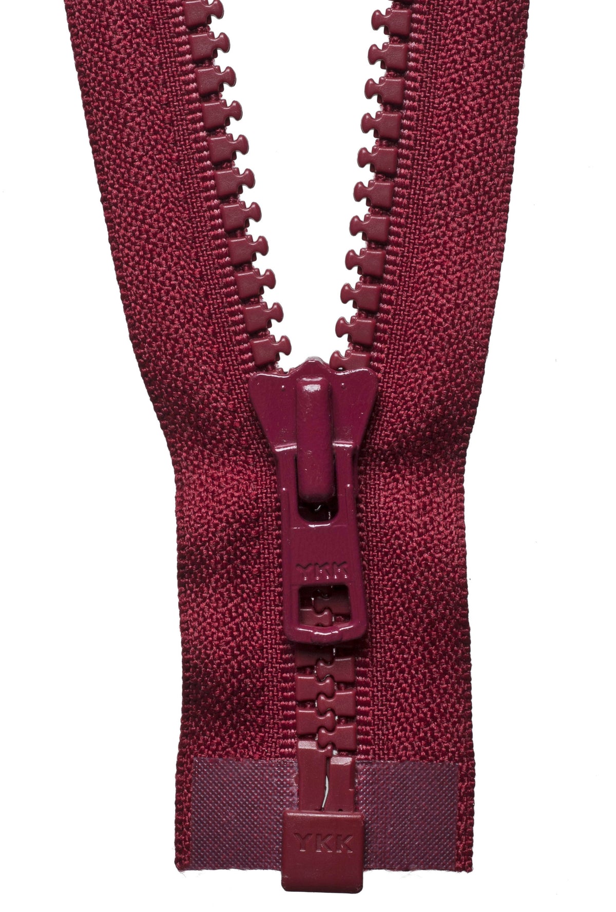 Dark Wine YKK Vislon open end zip with plastic teeth