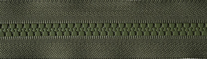 Khaki YKK Vislon open end zip with plastic teeth