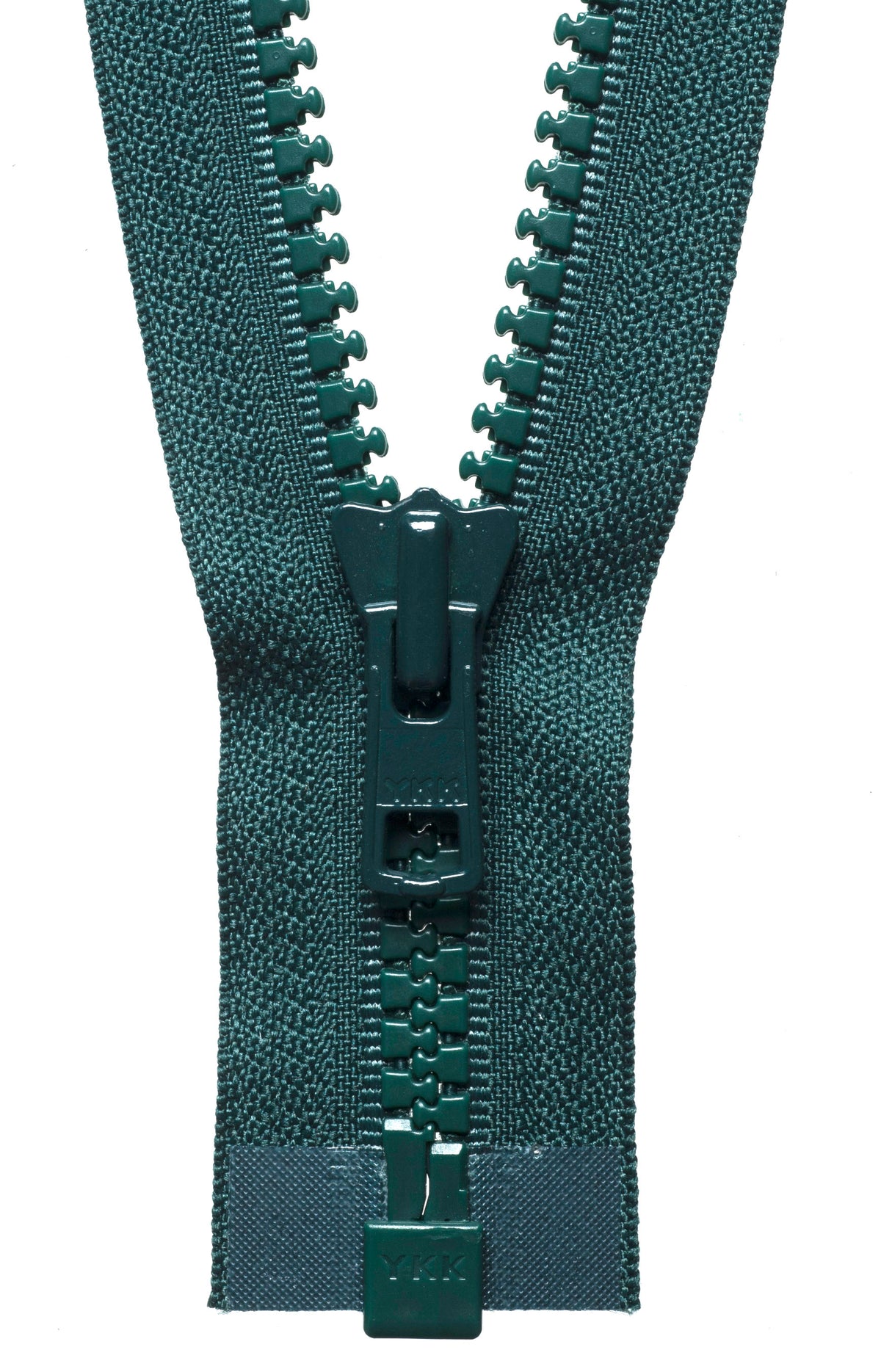 Forest Green YKK Vislon open end zip with plastic teeth
