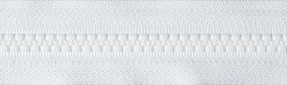 White YKK Vislon open end zip with moulded plastic teeth