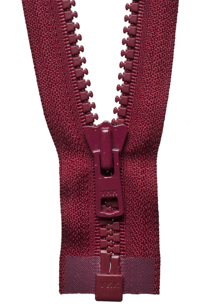 Dark Wine YKK Vislon open end zip with plastic teeth