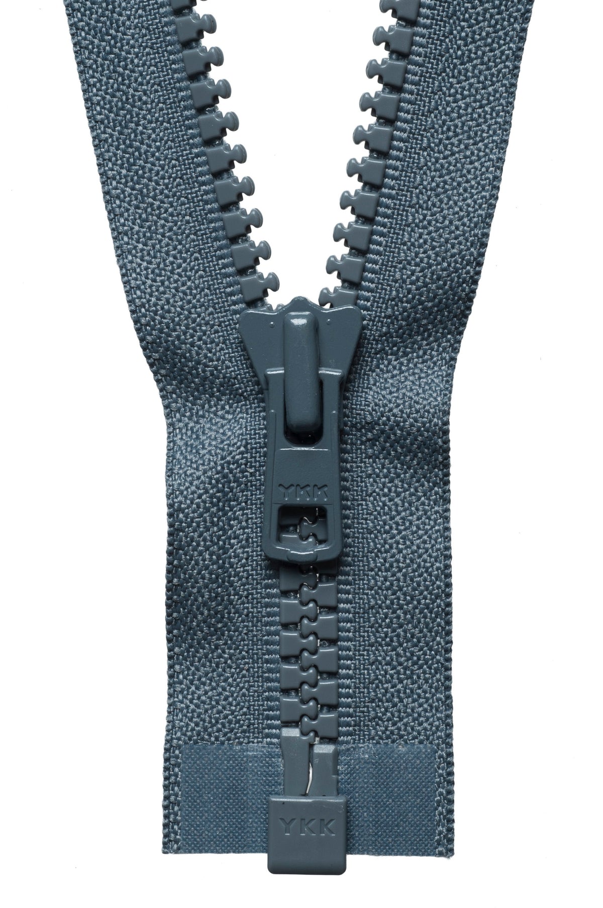 Dark Grey YKK Vislon open end zip with plastic teeth