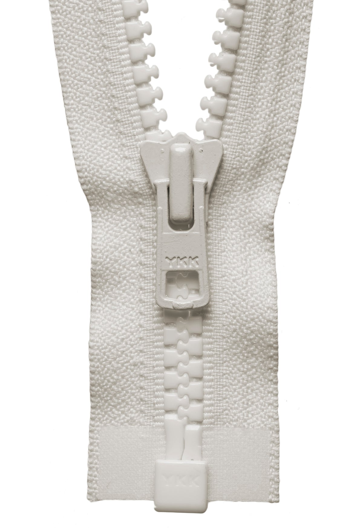 Ivory YKK Vislon open end zip with plastic teeth