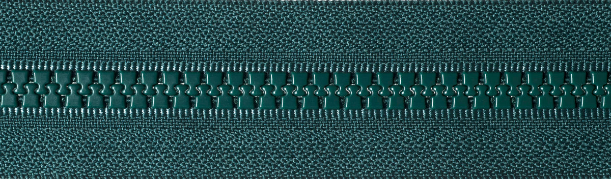 Forest Green YKK Vislon open end zip with plastic teeth