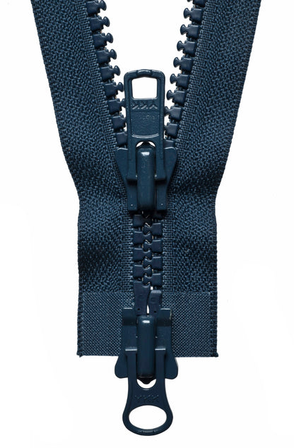 Dark Navy YKK Vislon two-way open end zip with plastic teeth