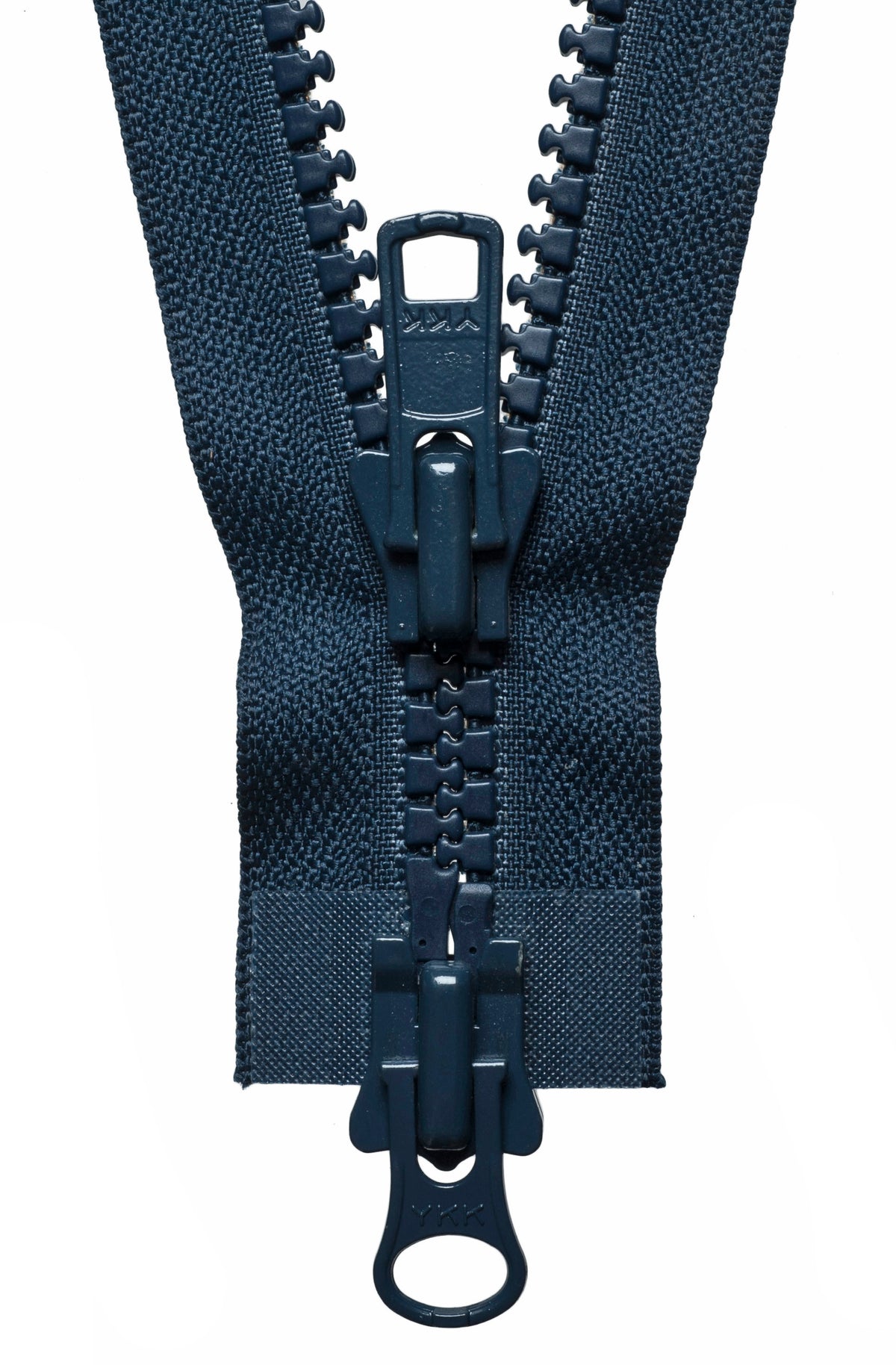 Dark Navy YKK Vislon two-way open end zip with plastic teeth