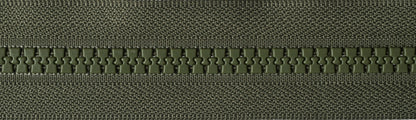 Khaki YKK Vislon two-way open end zip with plastic teeth