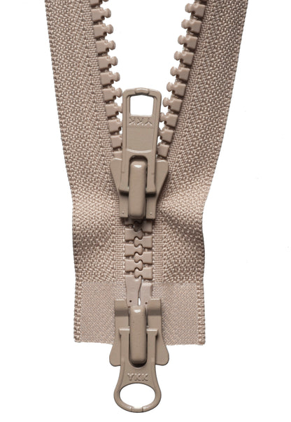 Fawn YKK Vislon two-way open end zip with plastic teeth