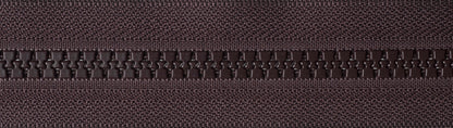 Brown YKK Vislon two-way open end zip with plastic teeth