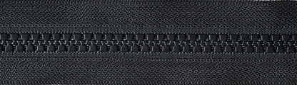 Black YKK Vislon two-way open end zip with plastic teeth