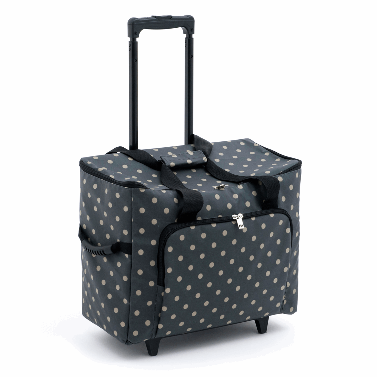 Charcoal Polka Dot Sewing Machine Trolley Bag