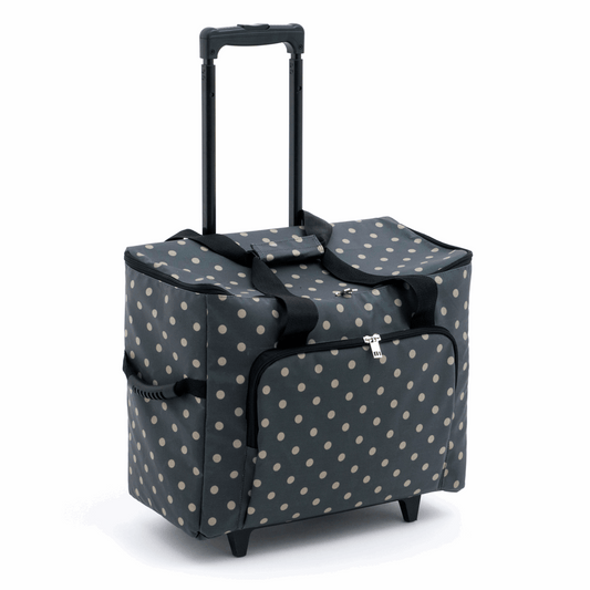Charcoal Polka Dot Sewing Machine Trolley Bag