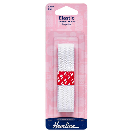hemline knitted elastic 20mm white 1m