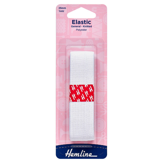 hemline knitted elastic 25mm white 1m