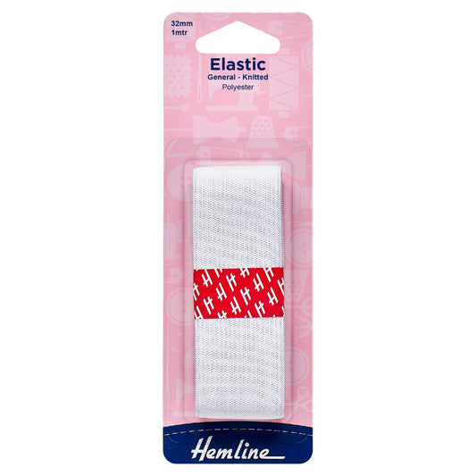 hemline knitted elastic 32mm white 1m