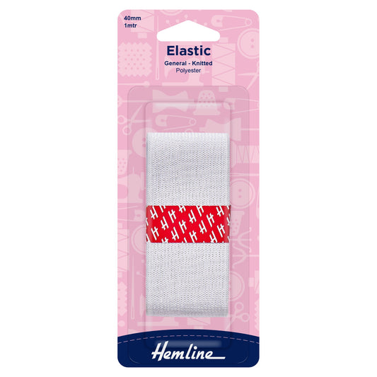 hemline knitted elastic 40mm white 1m