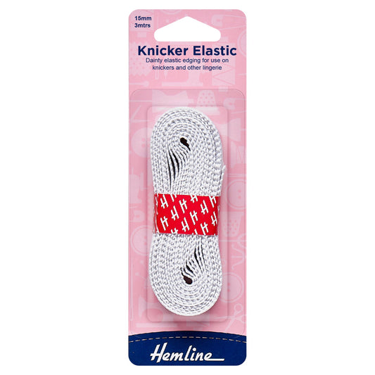 hemline knicker elastic 15mm white 3m