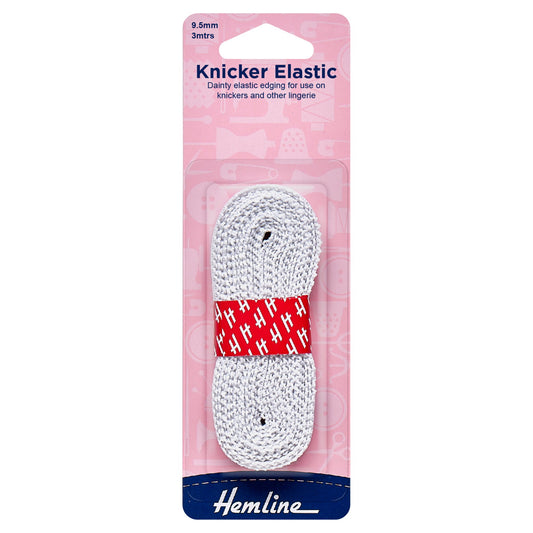hemline knicker elastic 9 5mm white 3m