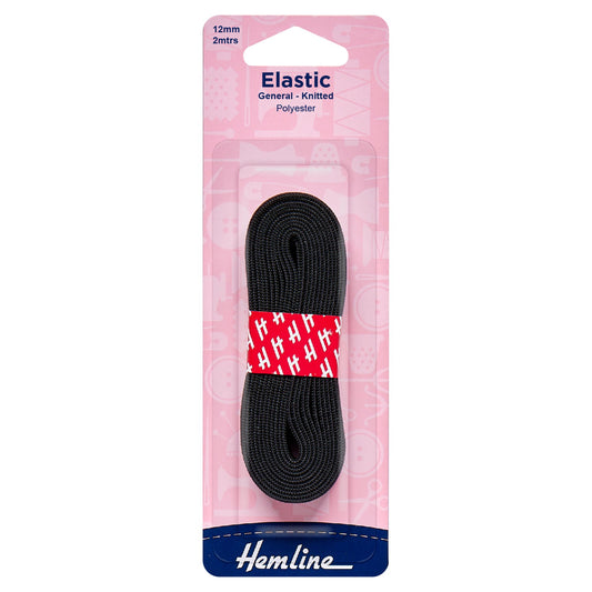 hemline knitted elastic 12mm black 2m