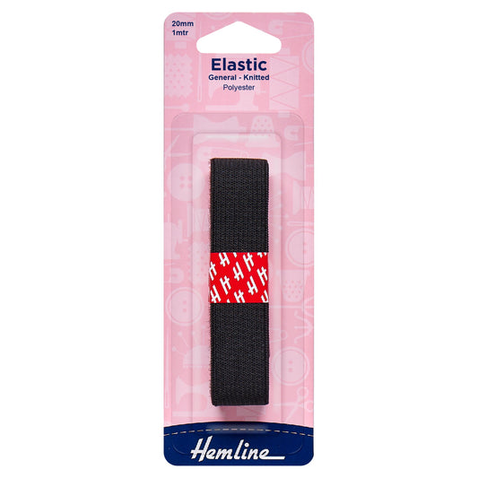 hemline knitted elastic 20mm black 1m