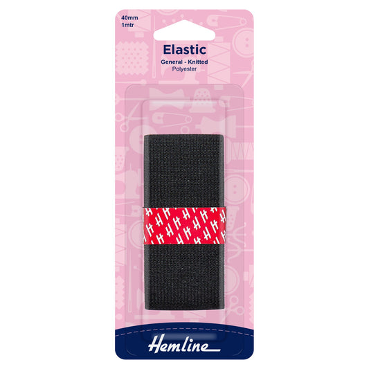 hemline knitted elastic 40mm black 1m