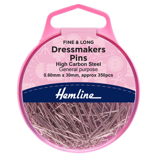hemline fine long dressmakers pins 30mm steel approx 350