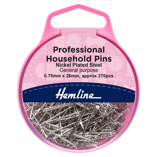hemline household pins 26mm nickel plated approx 270