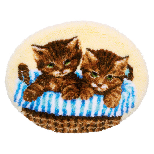vervaco latch hook shaped rug kit kittens in basket