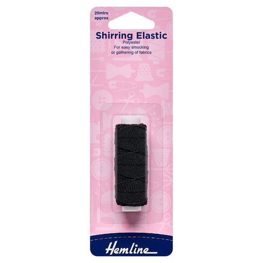 hemline shirring elastic 0 75mm black 20m