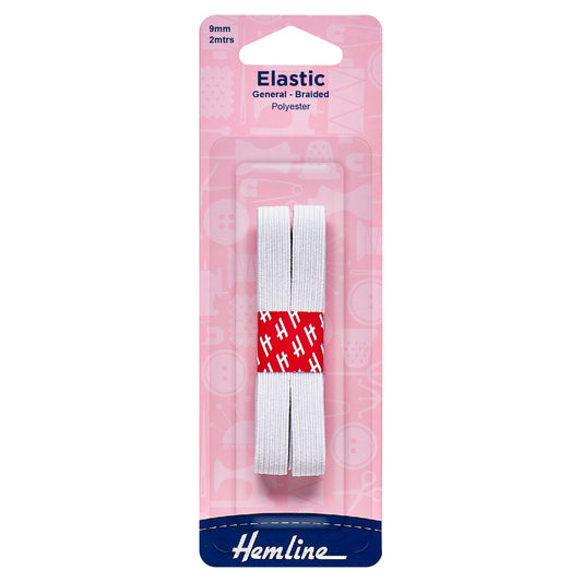 hemline braided elastic 9mm white 2m