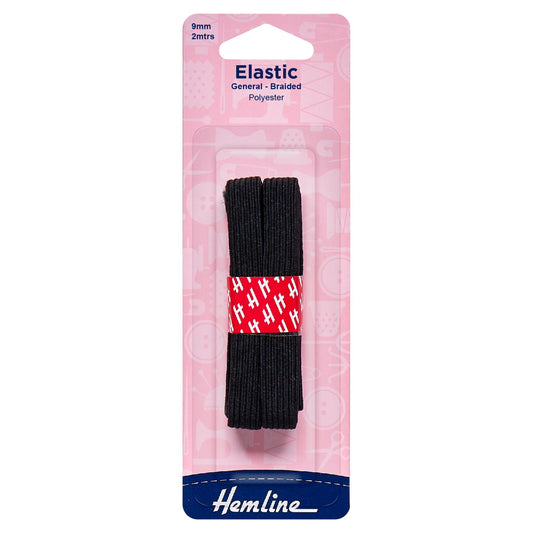 hemline soft elastic 9mm black 2m