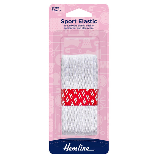hemline sport elastic 38mm white 0 9m