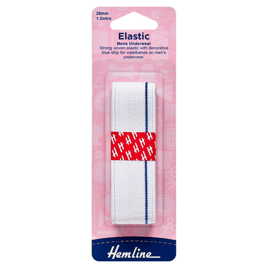 hemline mens underwear elastic 28mm white 1 2m