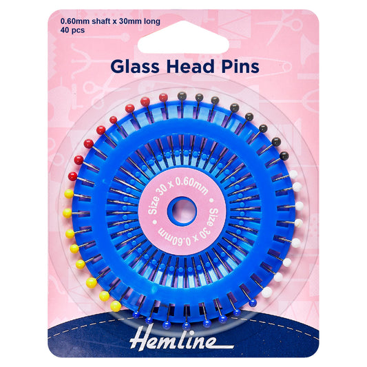hemline glass head pins 30mm pin wheel 40 pins