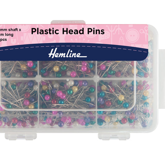 hemline plastic head pins assorted colours 600 pins