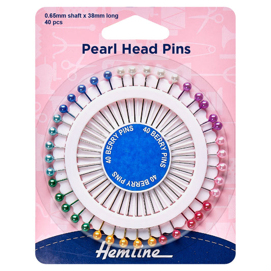hemline pearl head pins 38mm pin wheel 40 pins