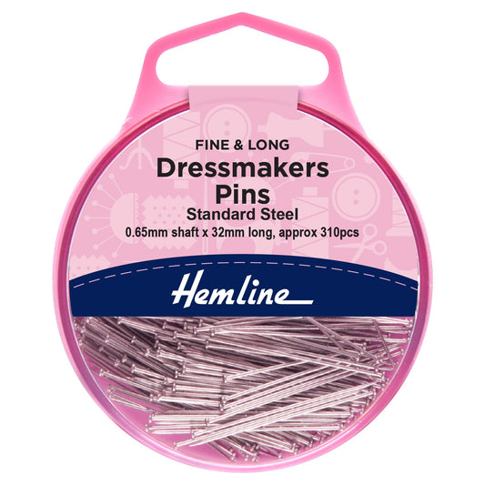 hemline fine dressmakers pins 32mm nickel 25g pack