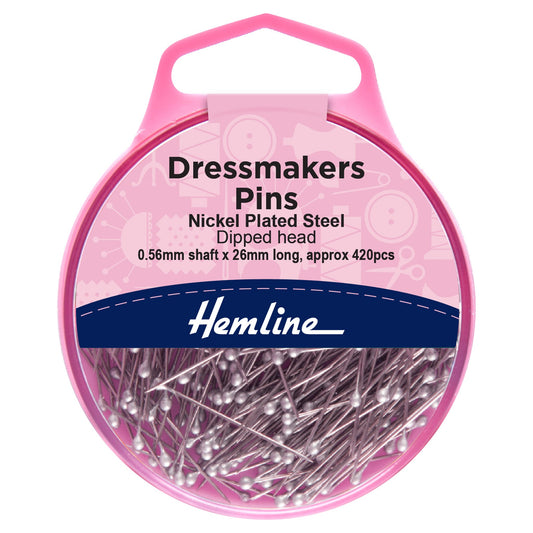 hemline dipped head dressmakers pins 26mm nickel pack of 420